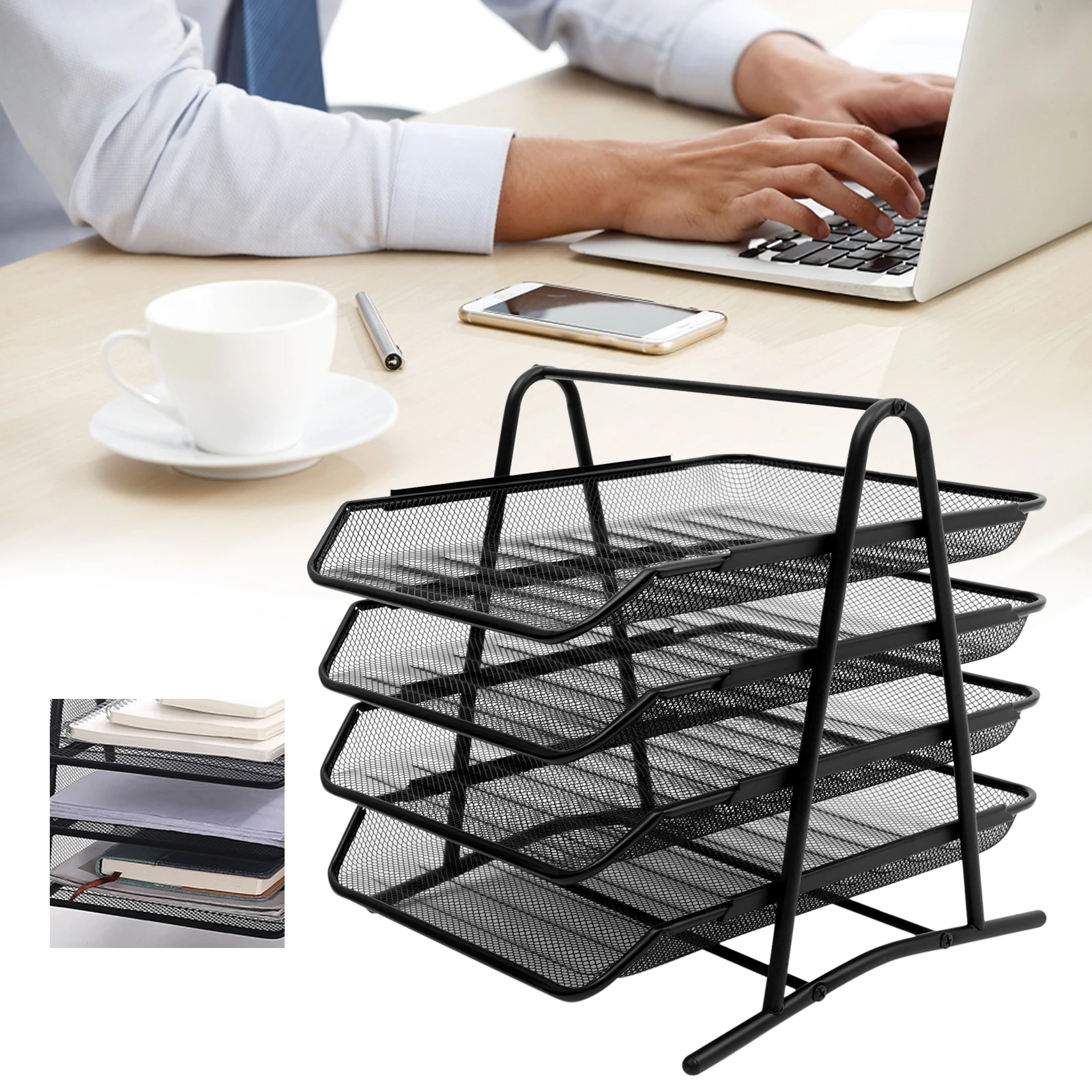 4/7 Tier Schreibtisch Organizer und Zubehör Brief fach Papier Sortierer Halter Datei Rack Regal Lite weiß/schwarz