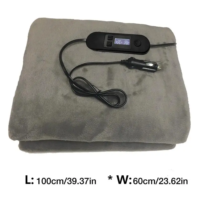 Car Heated Blanket 12V Winter Warm Smart Temperature Electric Heated Blankets Car Cigarette Lighter Plug Travel Blanket