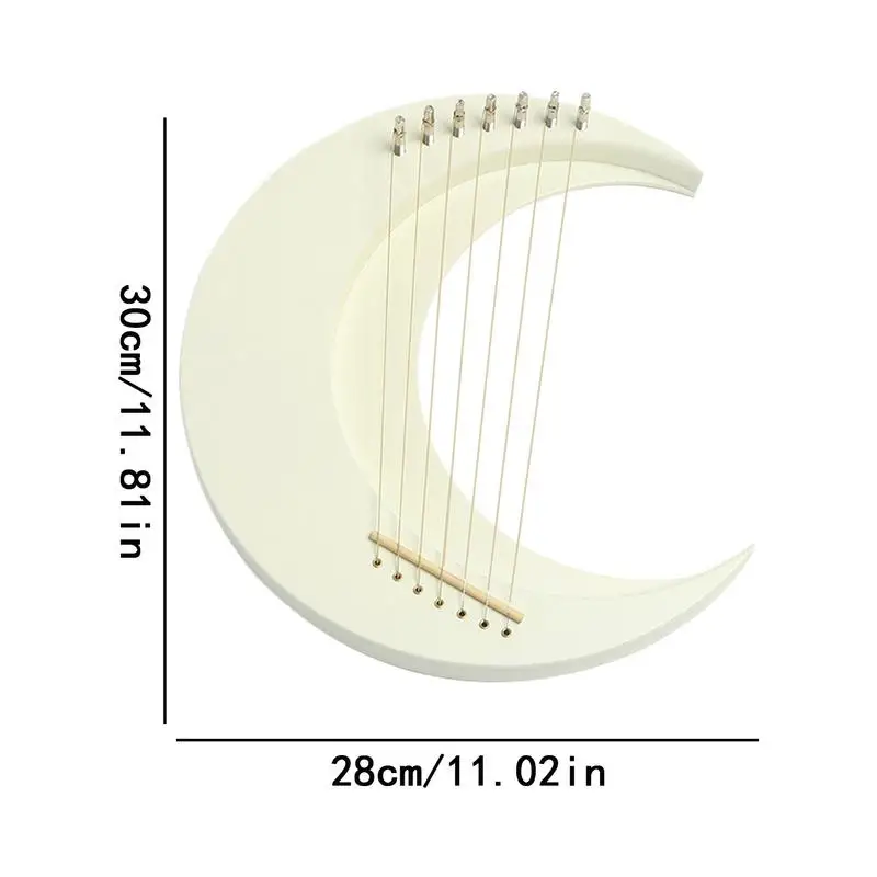 Harp String Instrument Wooden 7 Strings Lyre Harp Moon Lyre Piano Crescent Musical Instrument Portable With