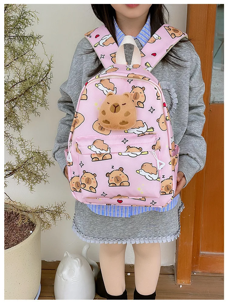 Cute Cartoon Capybara Backpack Plush Large Capacity School Bags Simple Pattern Book Bag Kawaii GirlSchool Backpack Mochila Mujer