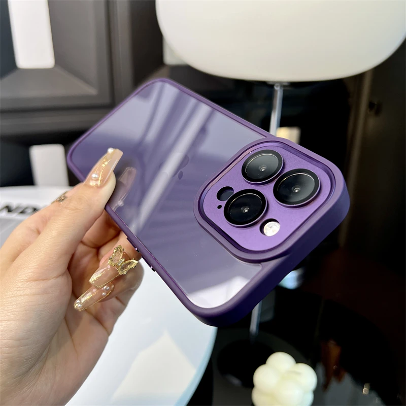 

Luxury Shockproof Clear Moblie Phone Case For iPhone 15 14 13 12 11 Pro Max Plus Lens Protection Transparent Back Funda Cover