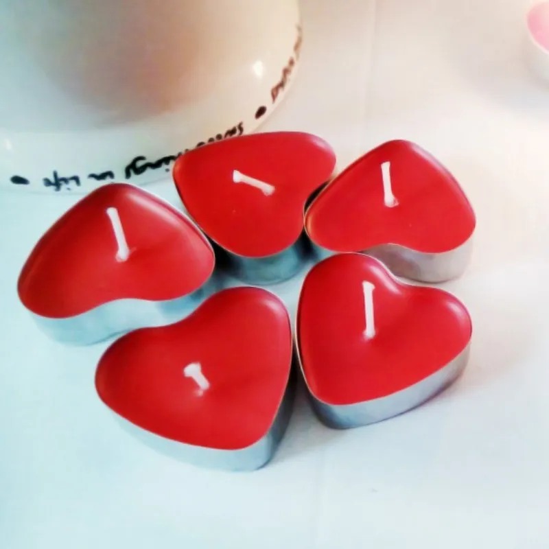 100Pcs Heart-Shaped Empty Tealight Candle Wax Tins Candle Making 20X20Mm 2