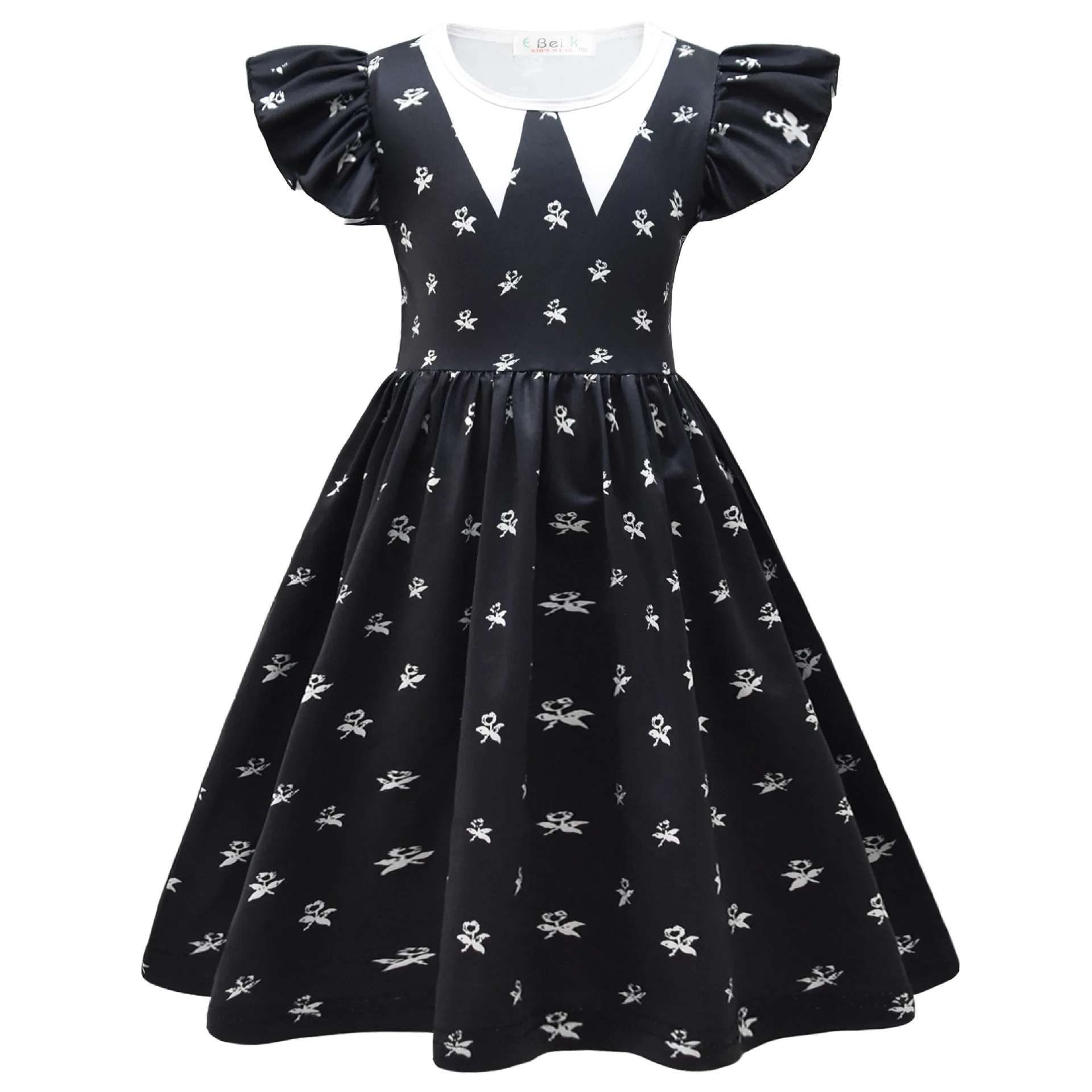 thumbnail image 1 of Addams-vestido de malla negra para niñas, fiesta de baile, cumpleaños, Carnaval, disfraces de Cosplay de Halloween, 3-10 años, 1 of 5