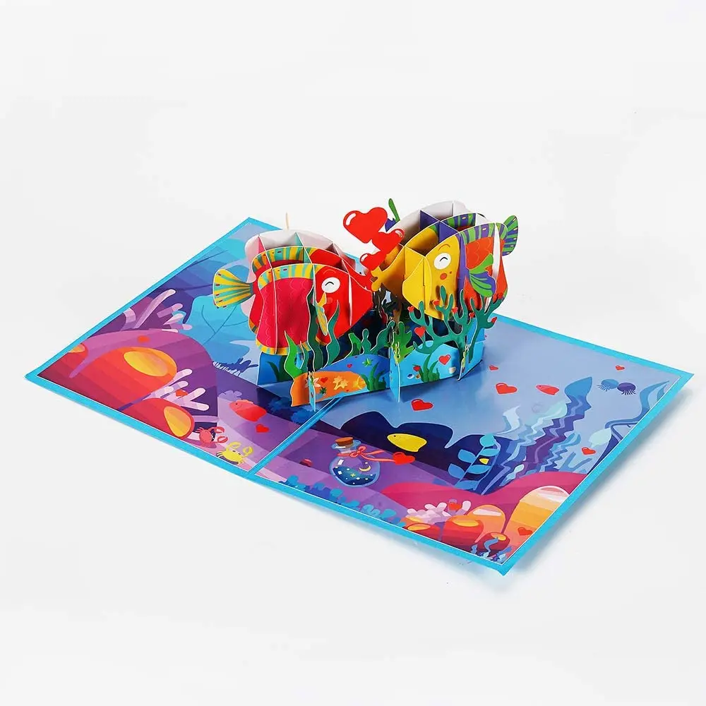 Kiss Fish Pop Up Cards Romantic 3D Valentines Day Card for Couples Romantic Anniversary Card Valentines Day Gift