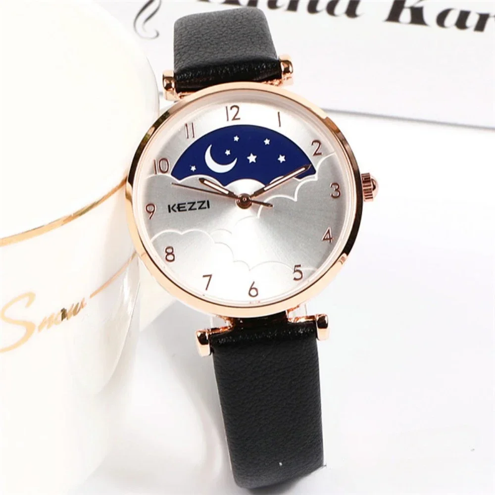 Women Watch Creative Sky Fashion Ladies Watch Star Moon Creative Dial Clock Leather Waterproof Belt Reloj Para Mujer Girls Gift