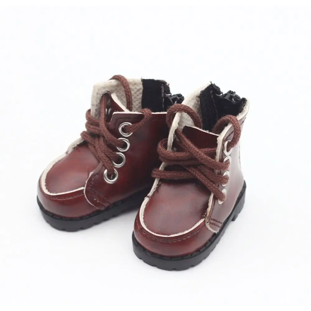 For 1/12 Dolls New Leather Material Doll Shoes College Style Fashion Fashion Boots Brown/Black Clothes Accessories