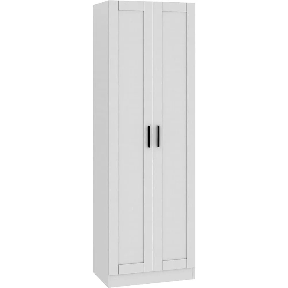 

Wooden Tall Storage Cabinet, Collection Food Pantry Cabinet Narrow Cabinet Free Standing with 2 Doors and Shelves (White-s, 45P)