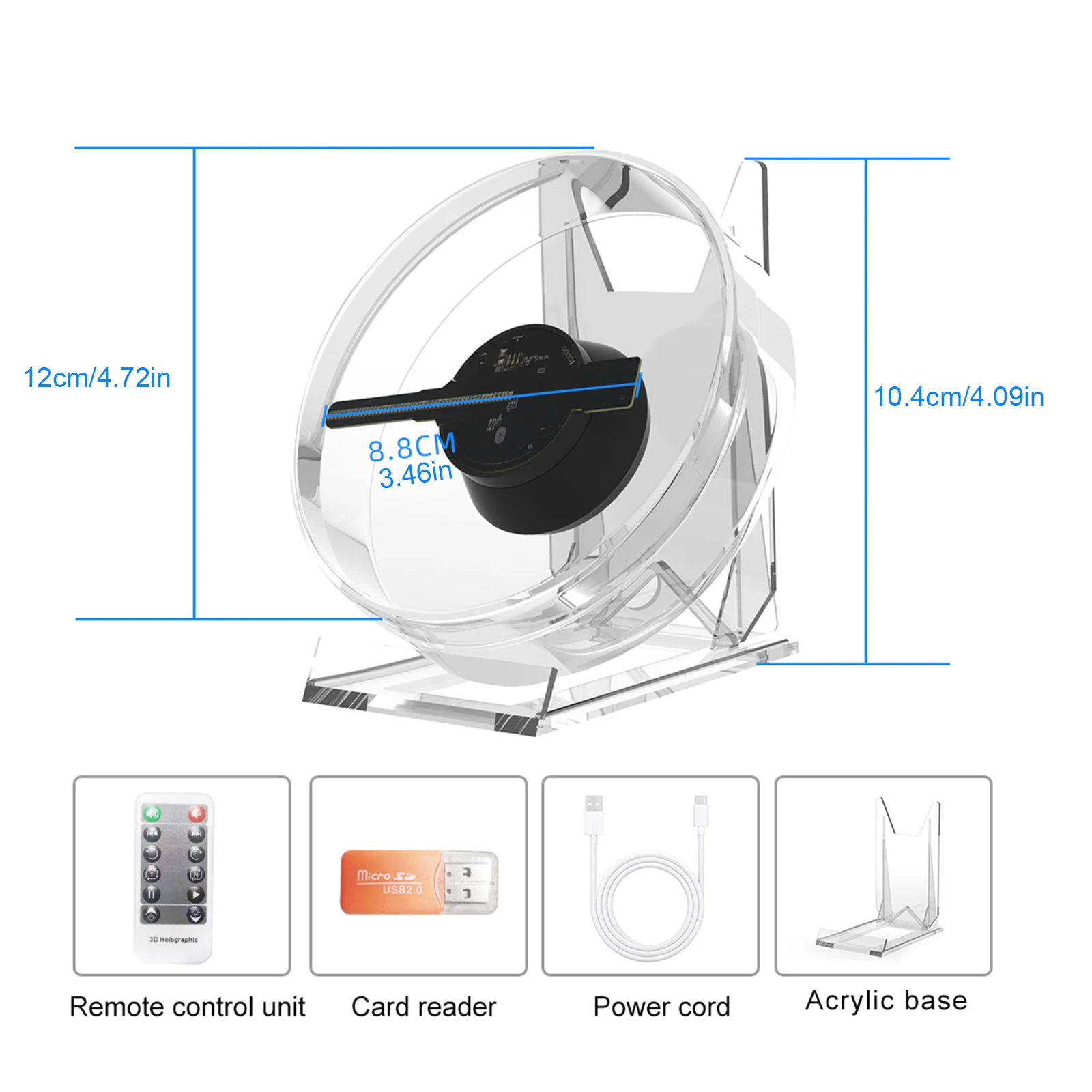 Proyector de ventilador de holograma 3D HD, señal LED, reproductor holográfico, soporte de imagen, tienda de Video, Bar, fiesta, pantalla publicitaria de Navidad