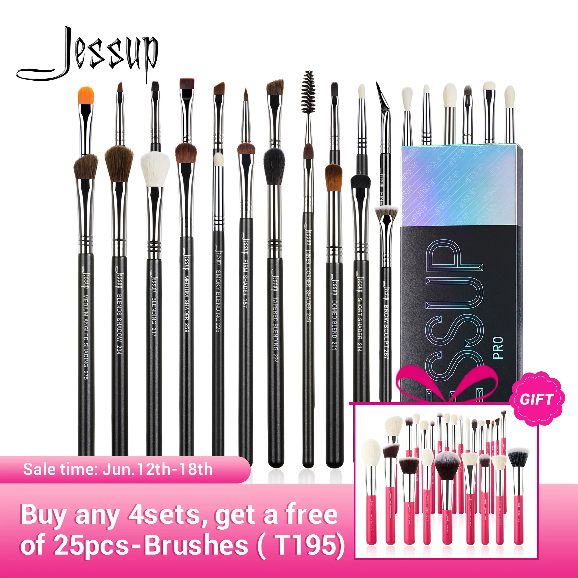 Jessup Eye Makeup Brushes Set,Professional Makeup Brush,Synthetic Eye Blending Brush Eyeshadow