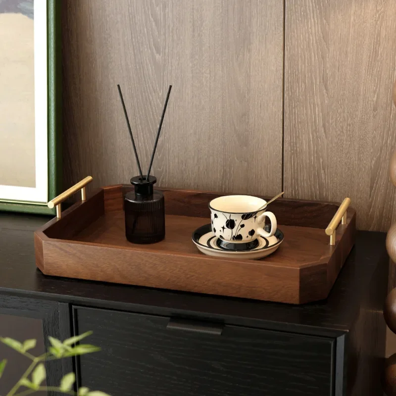 

Simple Living Room Bathroom Storage Tray Walnut Tea Cup Tray For Cutlery High-end Antique Multi-functional Fruit Plate