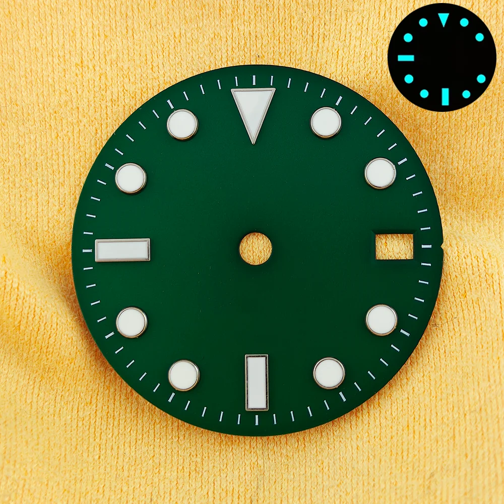 Enhanced Blue Luminous Watch Dial with Calendar - 28.5mm for Face Modification Parts
