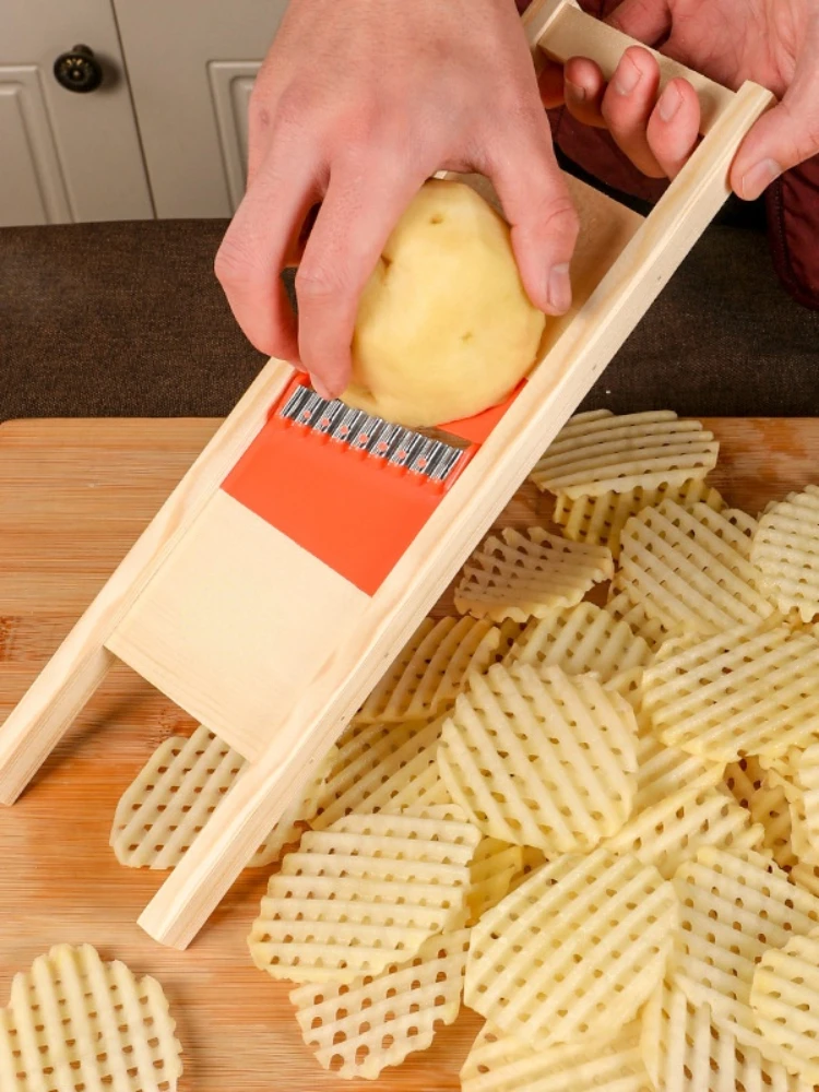 Wooden Potato Grid Slicer Vegetable Grater Corrugated Net Chopper Cutter  Wave Knife Chipper Salad Kitchen Shredder Peeler Masher - Fruit & Vegetable  Tools - AliExpress