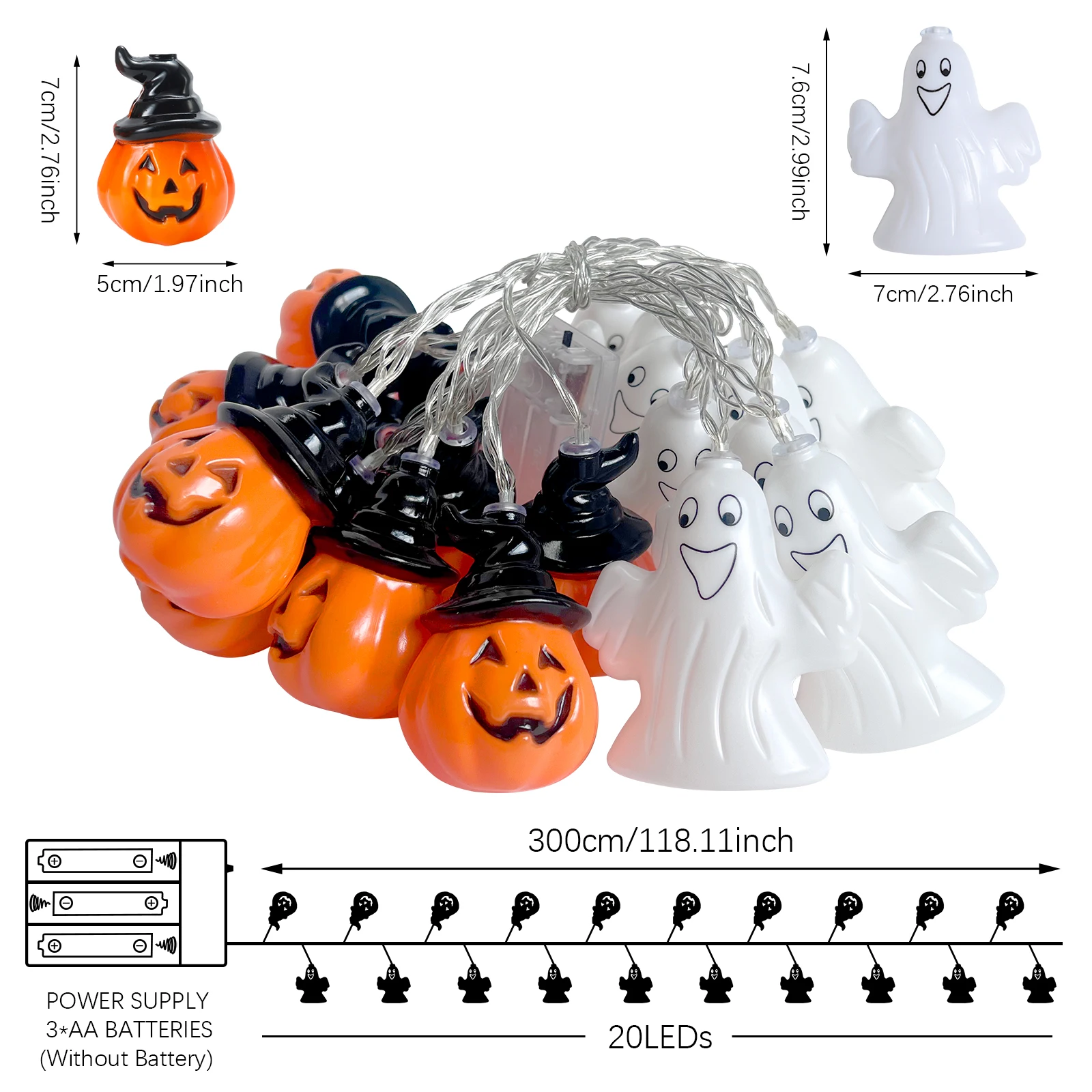 Description Picture 5 of itemHalloween Lantern String, Atmosphere Pumpkin Light String, Ghost Elements, for Corridor, Garden, Courtyard, Company, Party Decor