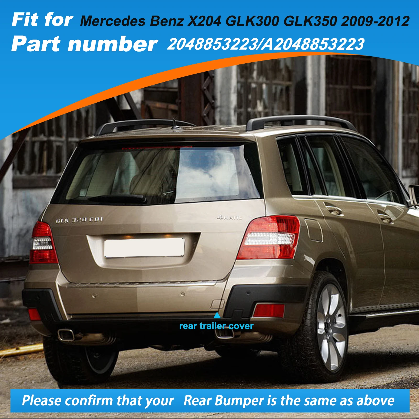 Rear Bumper Tow Hook Cover Cap Towing Eye For Mercedes Benz X204 GLK300 GLK350 Accessories 2009-2012 A2048853223