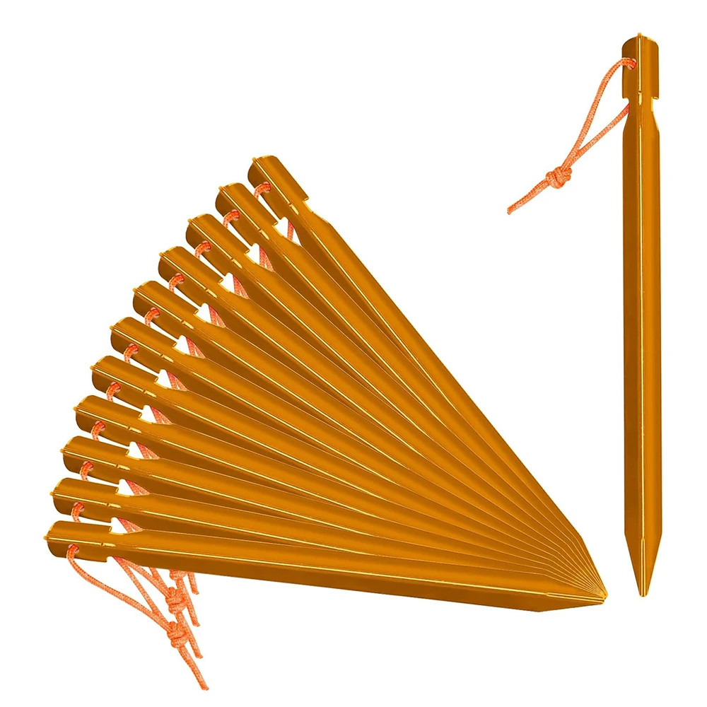 12Pcs Tent Stakes 7-inch Ultralight Aluminum Ground Pegs for Camping, Backpacking Hiking Hammocks and Canopy Camping Accessories