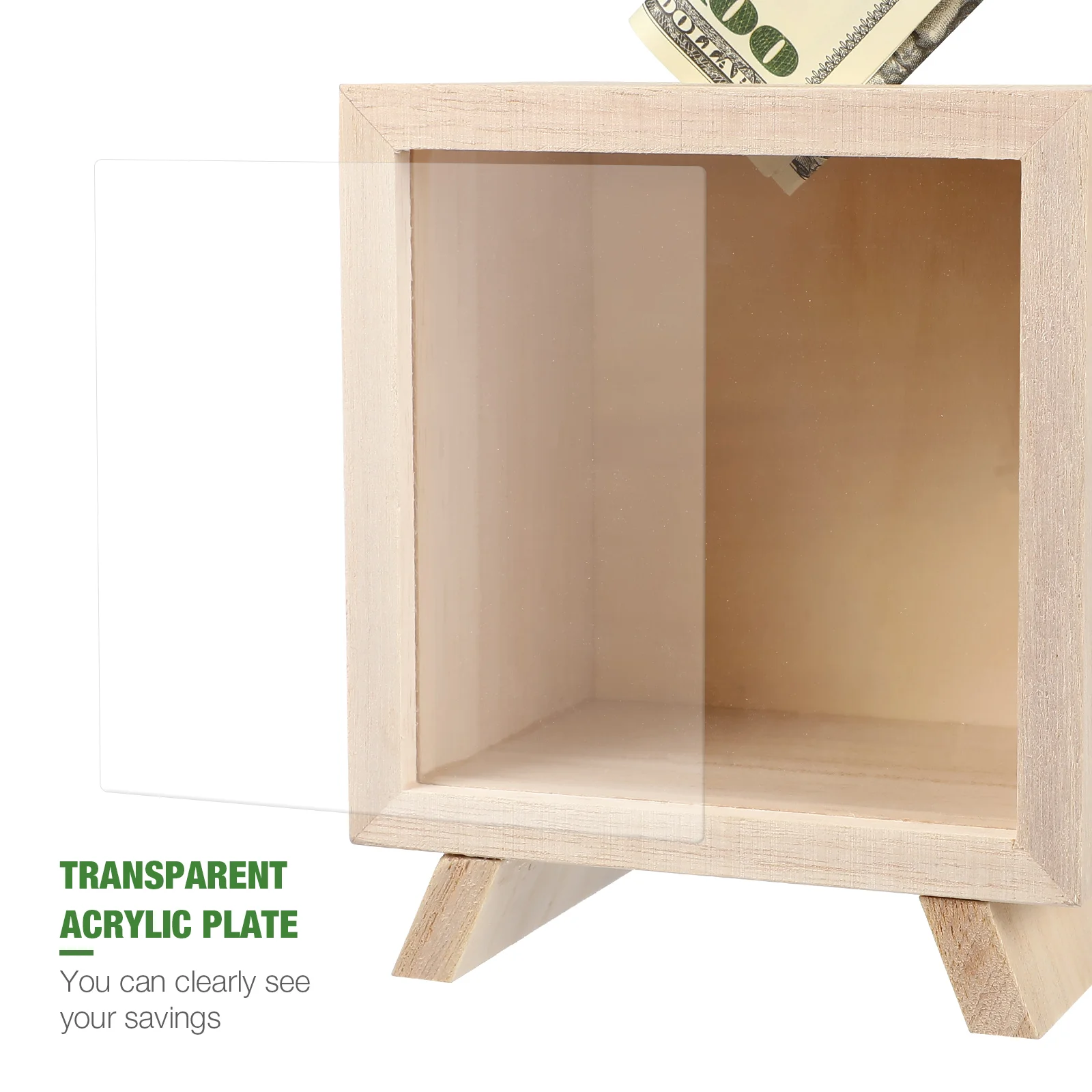 Piggy Bank Wooden for Adults Coin Saving Pot Kids Unopenable Desktop Small Savings Jar 4