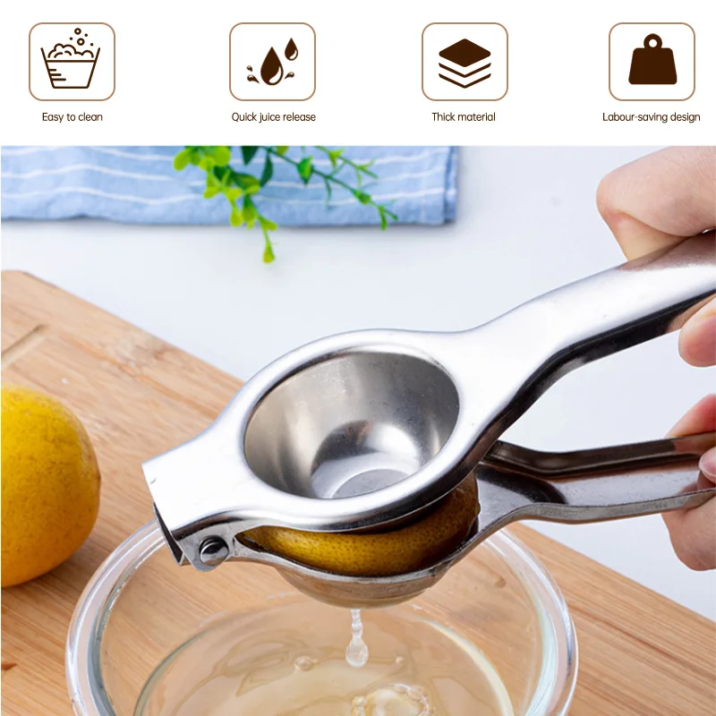 Exprimidor manual grande de acero inoxidable para frutas y cítricos._voghion.com