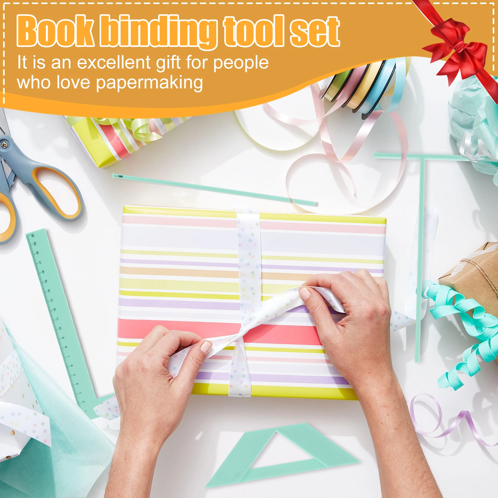 Bookbinding Tool Plastic Positioner Ruler Binding Device for Handbook