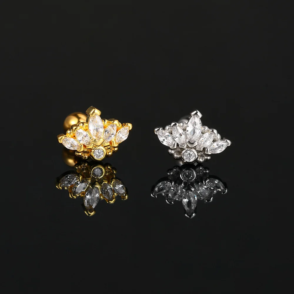1PC Y2k Ohr Knorpel Piercing Mini Blume Stud Ohrring Für Frauen Zarte CZ Edelstahl Helix Daith Tragus Earing schmuck – Detail 27
