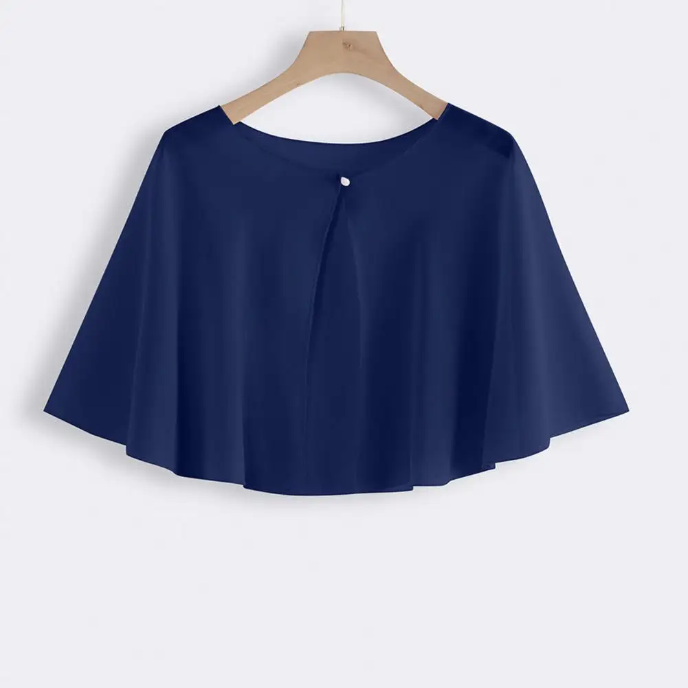 Women Shawl Solid Color Front Buttons Closure Chiffon Shawl Loose Type Perspective Anti-UV Women Cape Clothing Accessories women shawl