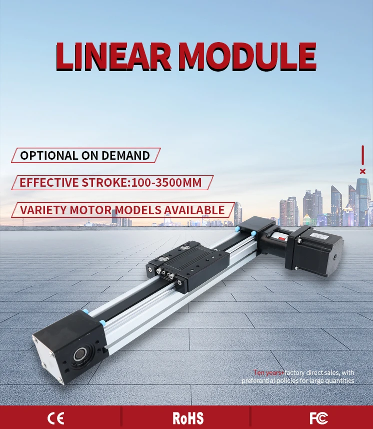 Description Picture 2 of itemHPVB45 Effective Stroke Length 1000-1500MM nema23 motor Synchronous Belt Linear Guide Motion Module Sliding Table Linear module