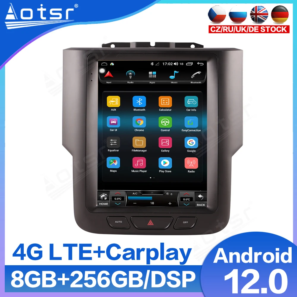 

For Dodge RAM 1500 2013 -2019 Car Radio Screen GPS Navigation 6GB+128GB Android Multimedia Player Audio Stereo Unit