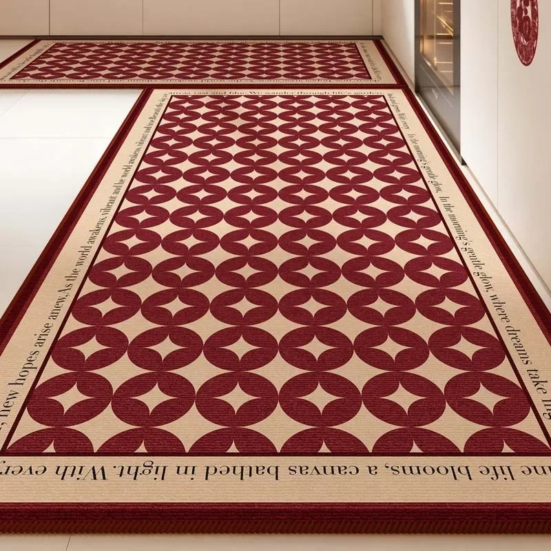 Red Kitchen Floor Mat Festive Fashion Home Decoration Living Room Soft Carpets Simple Luxury Bedroom Bedside Long Rugs Ковер 러그
