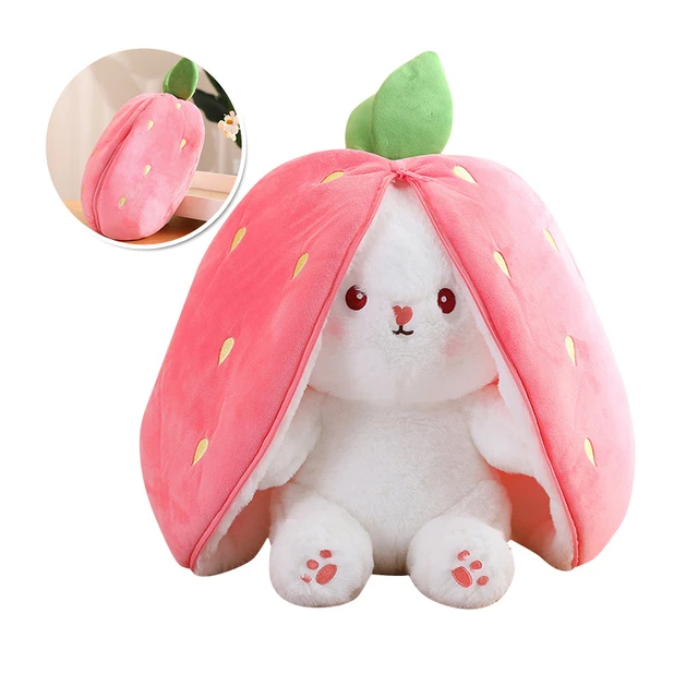 Poupée lapin en peluche créative, 35cm, jouet amusant, carotte, doux, se  cache dans un sac de fraises, jouets pour enfants, cadeau d'anniversaire  pour filles - AliExpress