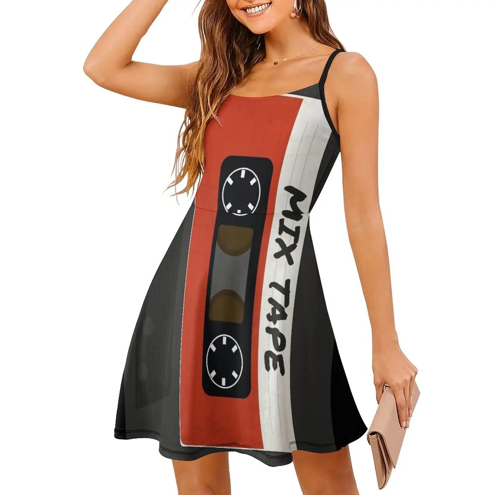 

Red Mix Tape Sling Dress summer dress woman 2024 birthday dress for women