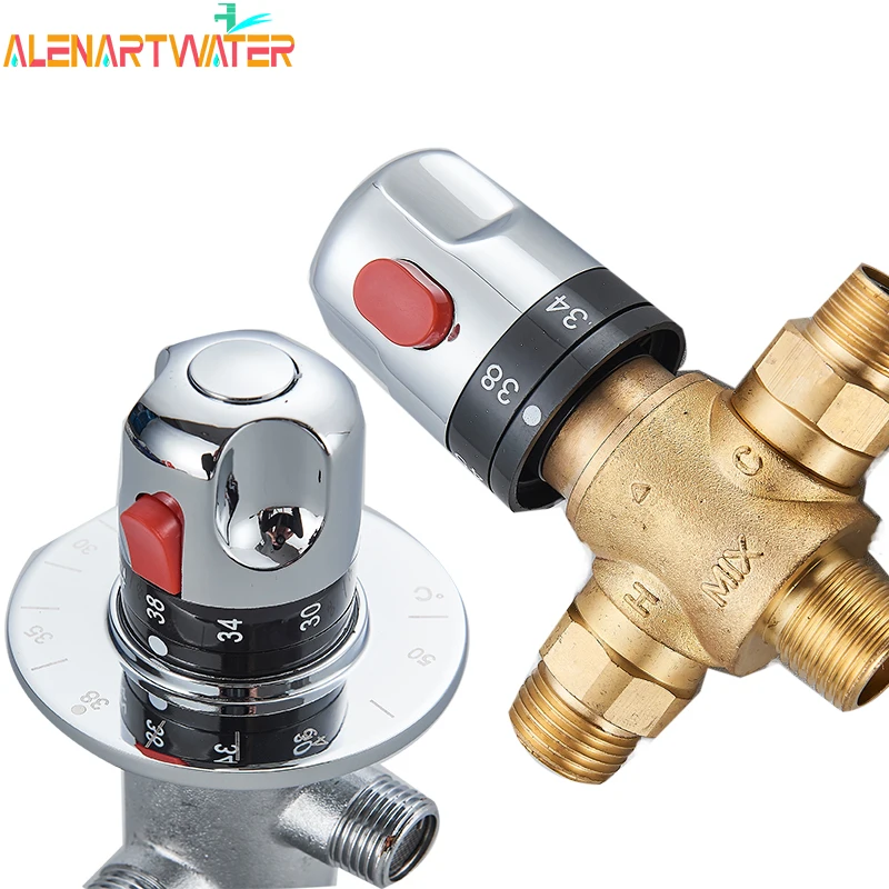 Brass Thermostatic Mixing Valve Constant Water Temperature Shower Faucet Valve Thermostat Bathroom Kitchen Tap