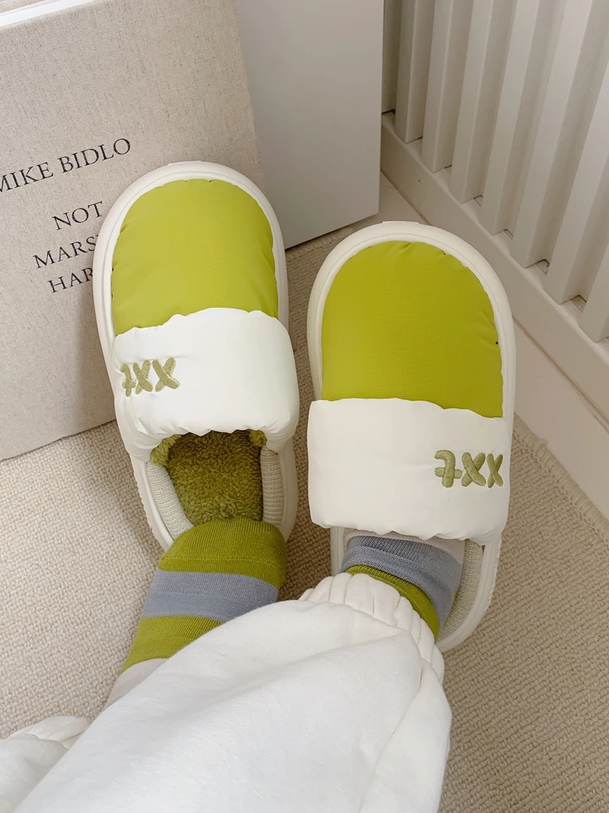 

Домашние тапочки для пар, водонепроницаемые хлопковые тапочки, Нескользящие, на толстой подошве, теплые, для мужчин и женщин, для зимы