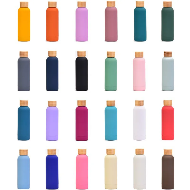 

500 мл Термос с бамбуковой крышкой, вакуумный, двойная нержавеющая сталь, матовый винтажный, изолированный и холодный, для улицы, домашняя бутылка для воды, кружка