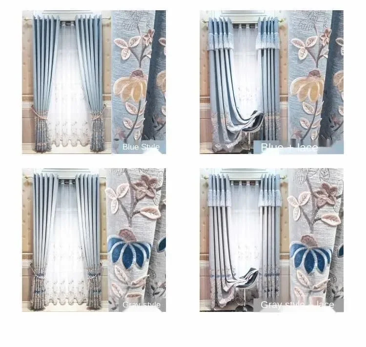 Description Picture 5 of itemSimple Curtain Tulle Embroidered Curtains for Modern Living Room Bedroom   Blackout  Curtains