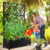 Metal Planter Box with Diamond Lattice Trellis Planter Box for Climbing Plants/Vines, Garden Bed with Trellis(73"x47" Black) 6