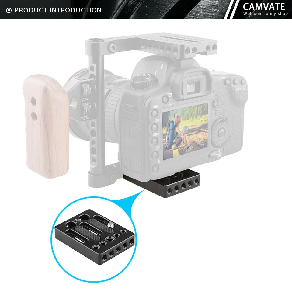 Camera Baseplate Quick Release Plate WIth 1/4"-20 & 3/8"-16 Threaded Holes For C
