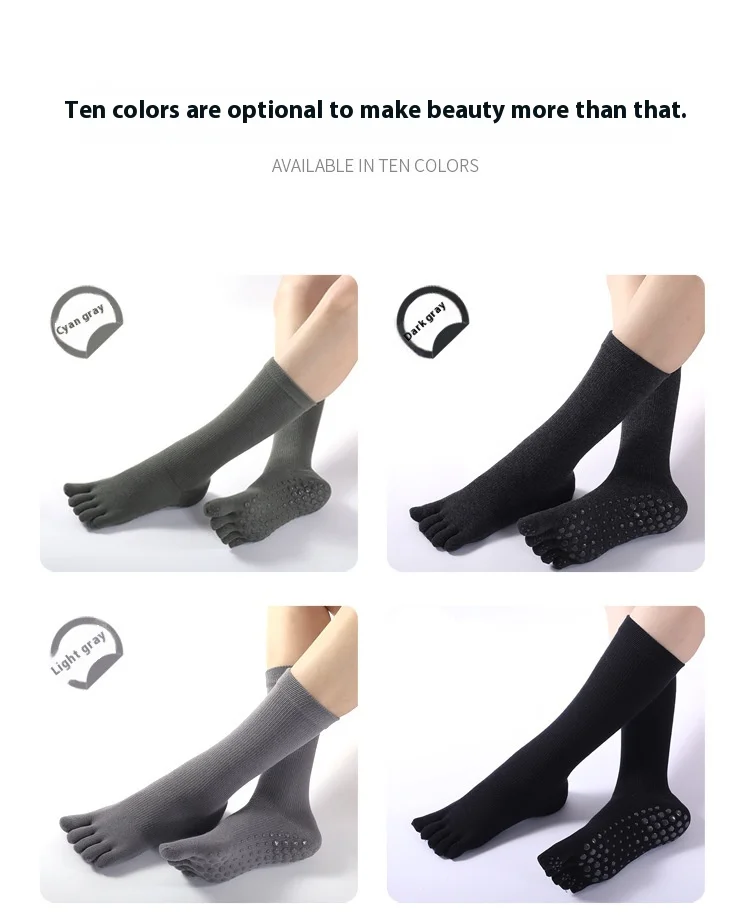 Autumn And Winter New Cross-border Long Tube Yoga Socks Five Finger Socks Professional Warm Calf Socks Sports Pilates Socks_voghion.com