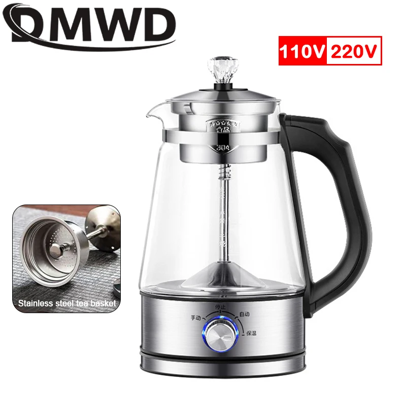110V Electric Kettle Coffee Tea Maker 1L Thermos Black Pu 'er Glass Tea Maker Automatic Steam Spray Teapot Kettles Health Pot
