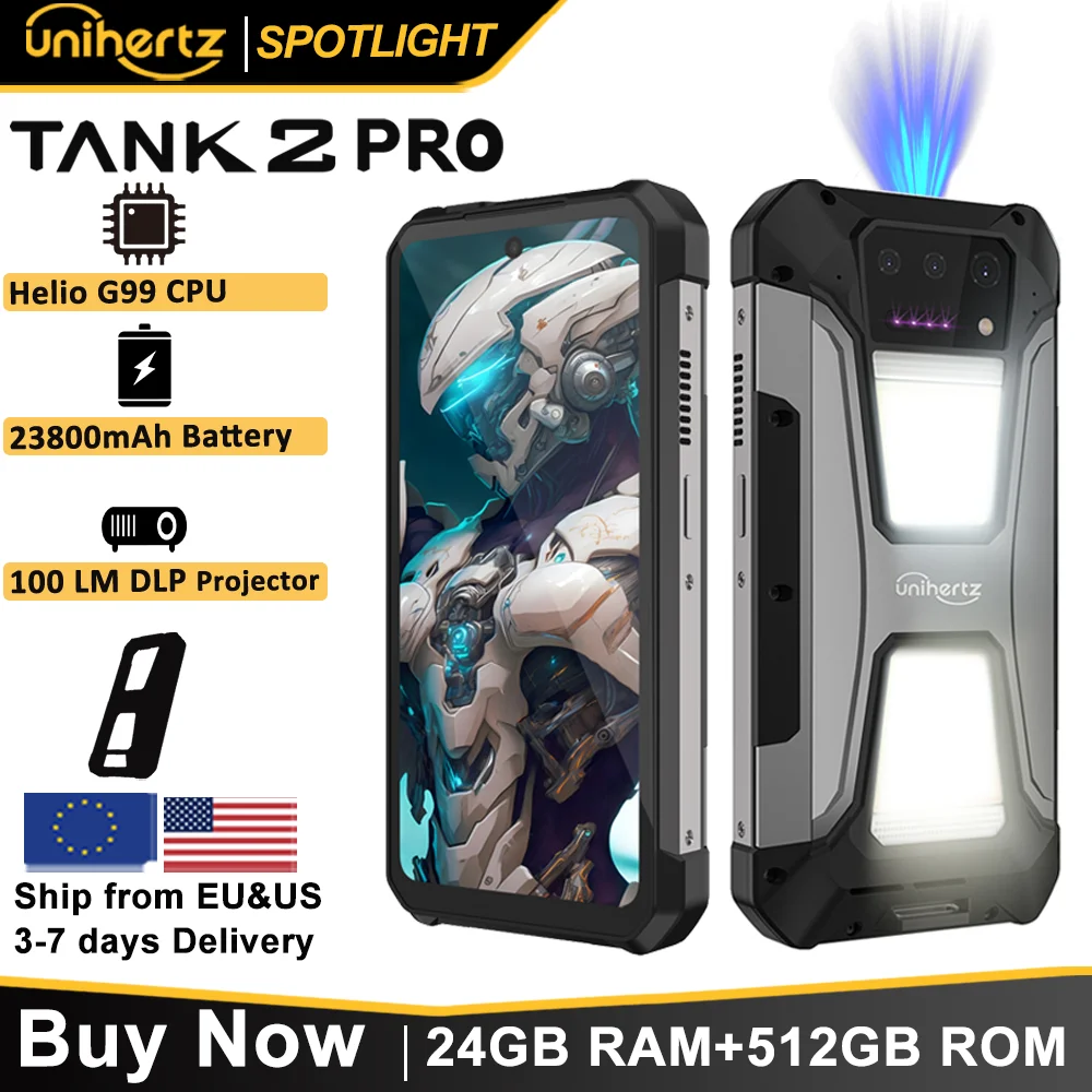 Unihertz Tank 2 Pro 8849 هاتف ذكي متين مع جهاز عرض 2.4K 23800 mAh 24GB + 512GB هاتف محمول أندرويد 14 100MP NFC هاتف محمول 1 Unihertz Tank 2 Pro 8849 هاتف ذكي متين مع جهاز عرض 2.4K 23800 mAh 24GB + 512GB هاتف محمول أندرويد 14 100MP NFC هاتف محمول 1