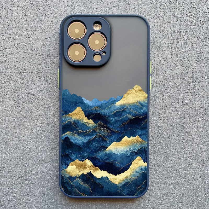 Gold and Blue Mountains Shockproof Phone Case