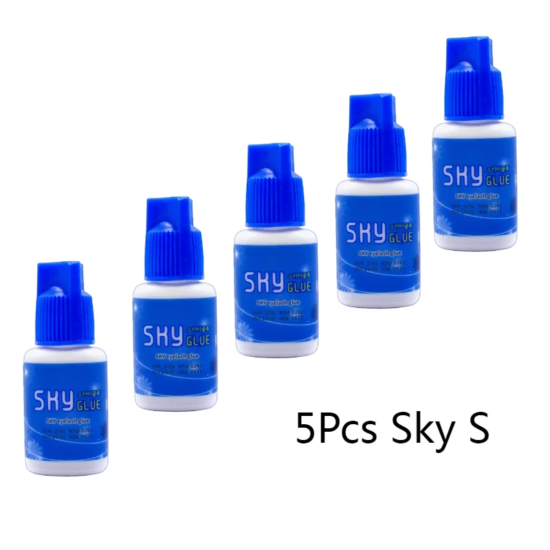 

5Pcs Original Korea Sky S Glue For Eyelash Extensions 5ml Blue Cap Black Lash Glue Makeup Tools Wholesale