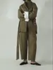 Solid Patchwork Button Chic Trench For Women Lapel Long Sleeve Spliced Belt Temperament Designer Coats Female New set 2