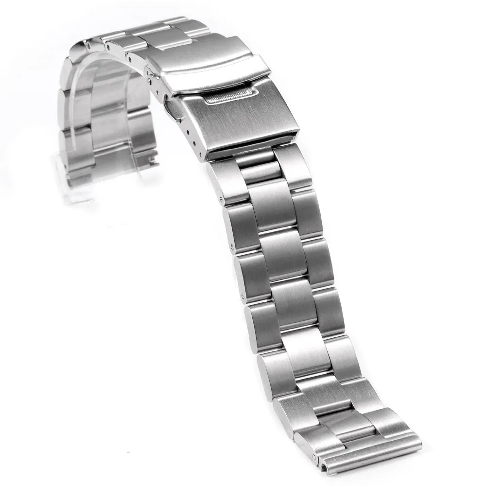 Sleek Solid Stainless Steel Arc Flat End Watchband