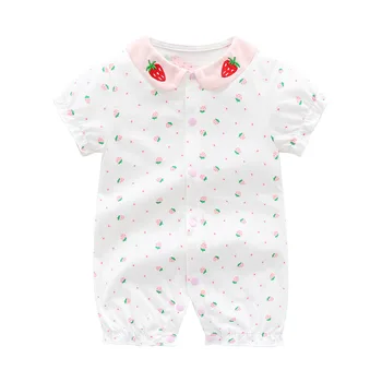 ZOETOPKID Newborn Baby Clothes Summer Clothes Baby Girl Princess Jumpsuit 0-24M Rompers Short-sleeved Air-conditioned Bodysuit 1