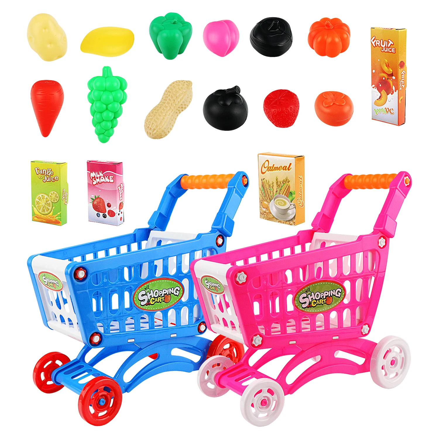 Carro Compra Niño Carrito De Compras Infantil Juego De 22 Piezas