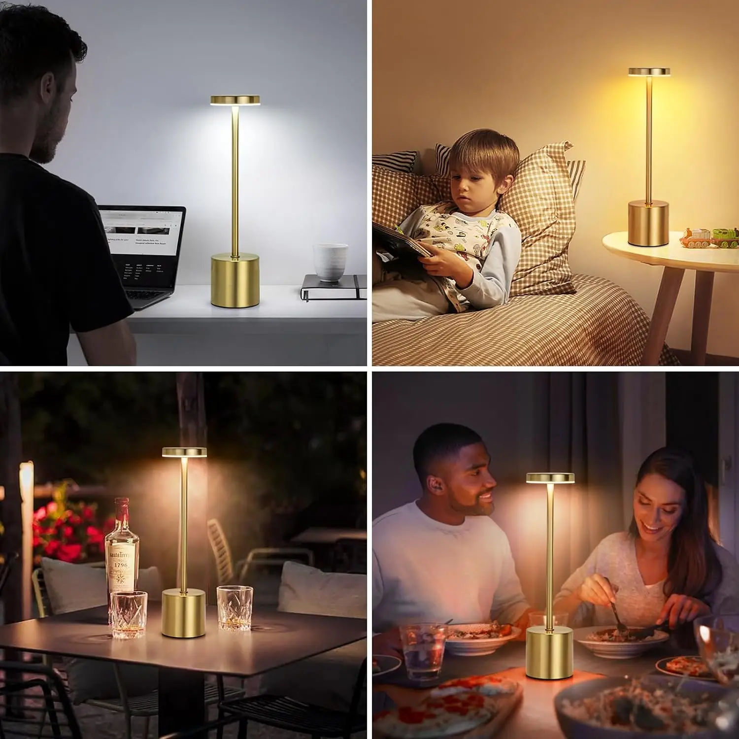 Simple LED Rechargeable Touch Metal Table Lamp Three Colors Bedside Creative Ambient Light Bar Outdoor Decoration Night Light 6