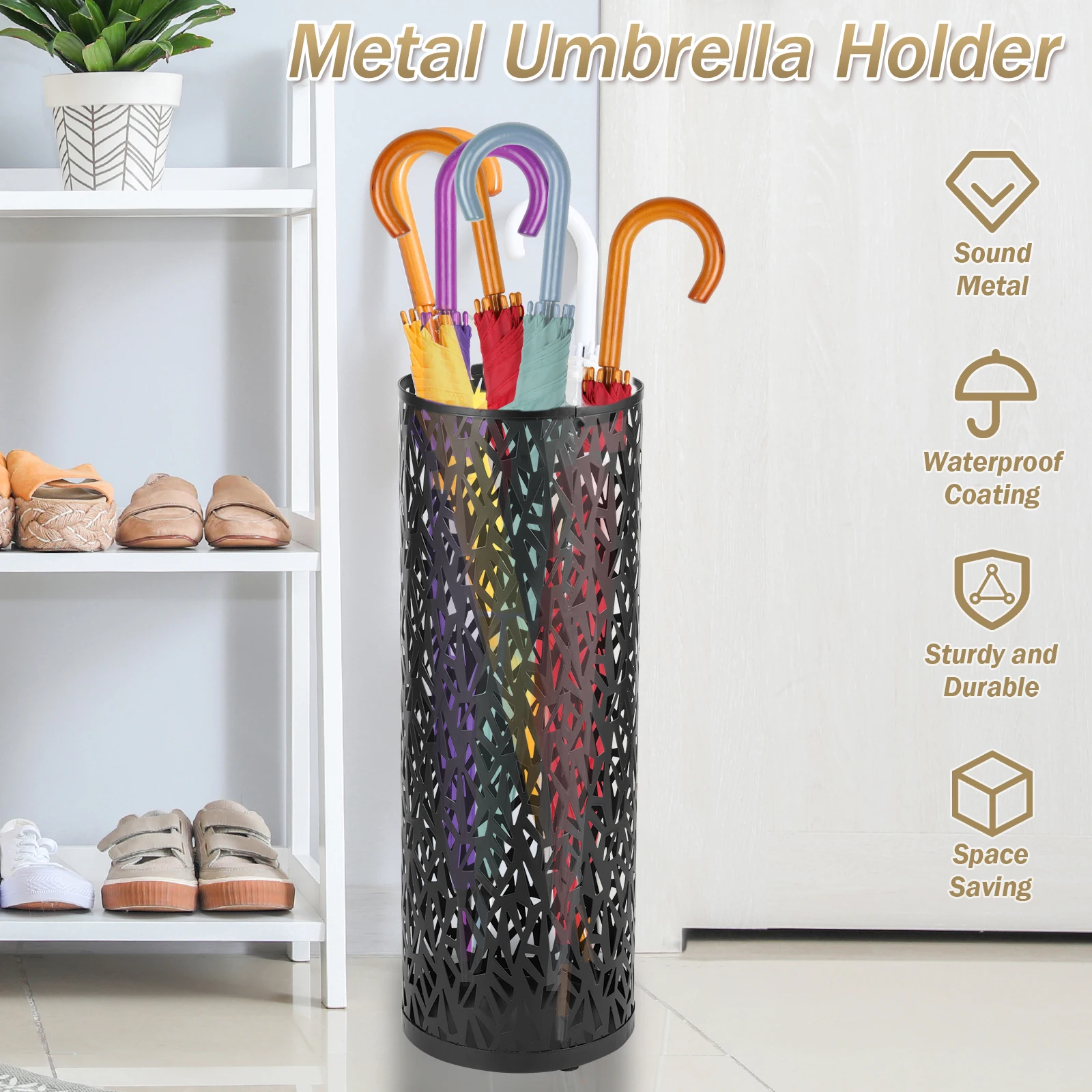 Metal Waterproof Umbrella Holder Stand Storage Bucket