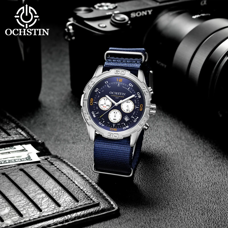 OCHSTIN creative nylon series multifunctional quartz movement hot models 2024 trend men's quartz watch wristwatch