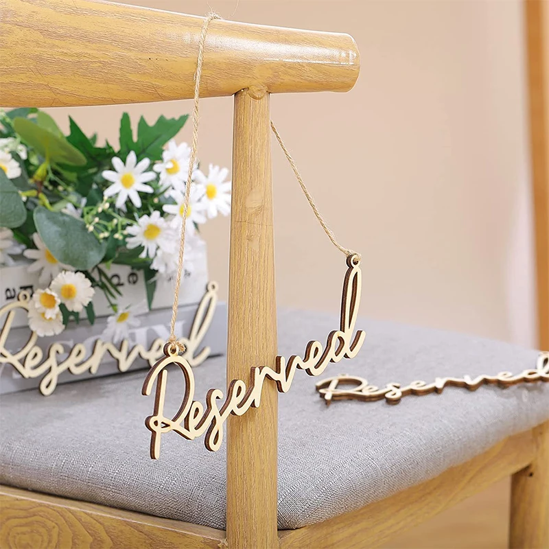 5PCS Wooden Hanging Wedding Reserved Sign Wedding Chair Reserved Sign Rope Country Seat Events