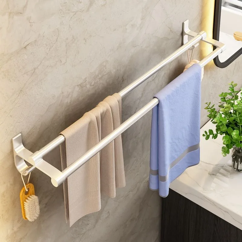 Non-drilling Double Layer Self Adhesive Towel Rack Bathroom Shower