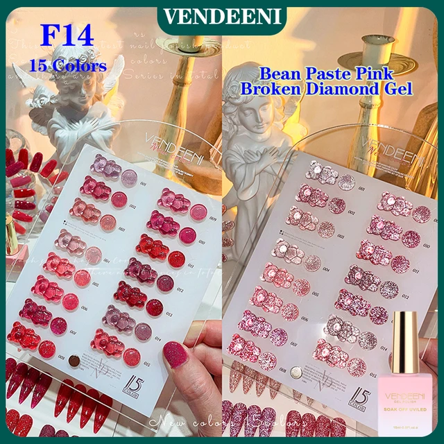 Vendeeni 15 Cores Refletivo Glitter Gel Esmalte Pasta De Feijão